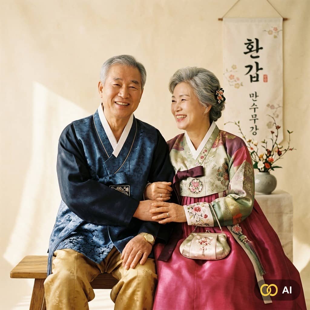 가족 사진을 담은 아워아워 환갑 칠순 초대장